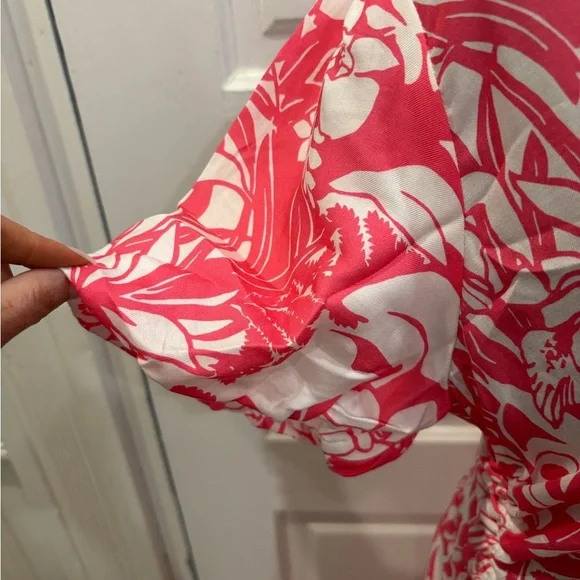 J McLaughlin Fernanda Silk Blend Pink White Floral Dress Sz 8 Rn159236 - Picture 4 of 8